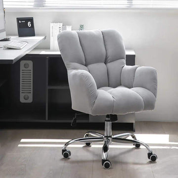 Modern Office Chair Upholstered Cotton&Linen Swivel Task Chair Height Adjustable-Furniture,Office Chairs,Office Furniture